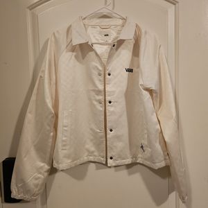 Womens white checkered vans jacket size medium